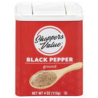 Shoppers Value Black Pepper, Ground, 4 Ounce