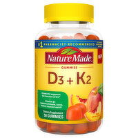 Nature Made Vitamin D3 + K2, Gummies, Peach, 50 Each