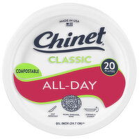 Chinet Classic Compostable All-Day 9.75 Inch Plates, 20 Each