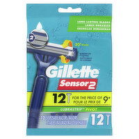 Gillette Sensor2 Pivoting Head Men's Disposable Razors, 12 Each