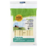 Wild Harvest String Cheese, Cultured Part-Skim, Organic, Mozzarella, 6 Each