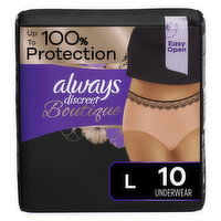 Always Discreet Discreet Boutique Incontinence Underwear, Maximum Protection, L, Rosy, 10 Each