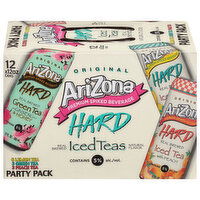 AriZona Hard Lemon Tea/Green Tea/Peach Tea Iced Teas Party Pack, 12 Each