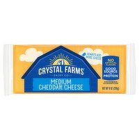 Crystal Farms Cheese, Medium Cheddar, 8 Ounce