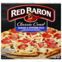 Red Baron Pizza, Sausage & Pepperoni, Classic Crust, 21.95 Ounce