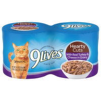 9Lives Cat Food, with Real Turkey & Cheese in Gravy, Hearty Cuts, 4 Each