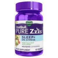 Vicks Vicks ZzzQuil PURE Zzzs ZzzQuil PURE Zzzs De-Stress Gummy, Sleep Aid, Melatonin 2mg, with Ashwagandha, 42 Sleep Gummies, 42 Each