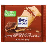 Ritter Sport Milk Chocolate with Butter Biscuit & Cocoa Creme, 3.5 Ounce