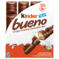 Kinder Bueno Chocolate Bar, Crispy, Creamy, 4 Each