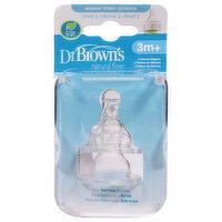 Dr. Brown's Natural Flow Silicone Nipples, Narrow, Level 2 (3 Months+), 2 Each