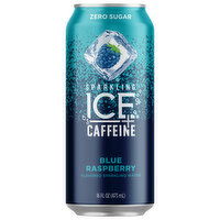 Sparkling Ice +Caffeine Sparkling Water with Caffeine, Zero Sugar, Blue Raspberry, 16 Ounce