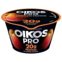 Oikos Pro Yogurt, Peach Flavored, 2% Milkfat, Cultured Ultra-Filtered Milk, 5.3 Ounce