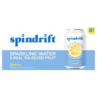 Spindrift Sparkling Water, Lemon, Unsweetened, 8 Each