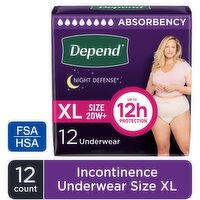 Depend Fresh Protection Incontinence Underwear for Women, Overnight, XL, Blush, 12 Each