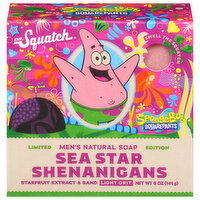 Dr. Squatch SpongeBob SquarePants Light Grit Men's Natural Sea Star Shenanigans Soap, 5 Ounce