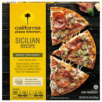 California Pizza Kitchen Pizza, Crispy Thin Crust, Sicilian Recipe, 15.5 Ounce