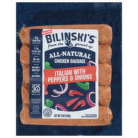 Bilinski's Chicken Sausage, Italian with Peppers & Onions, 12 Ounce