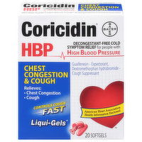 Coricidin HBP Chest Congestion & Cough, Softgels, 20 Each