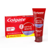 Colgate Optic White Advanced Hydrogen Peroxide Toothpaste Pk., Sparkling White, 2 Each