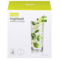 True Cocktail Glasses, Highball, 4 Each