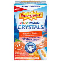 Emergen-C Kidz Immune+ Crystals, 250 mg, Tropical Punch, Stick Packs, 28 Each