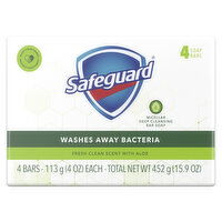 Safeguard Bar Soap Fresh Clean Scent with Aloe, 4oz (4 Count), 4 Each