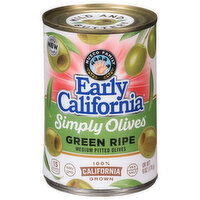 Early California Simply Olives Olives, Green Ripe, Medium Pitted, 6 Ounce