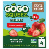 GoGo Squeez On The Go Apple Strawberry Fruit Blend, 4 Each