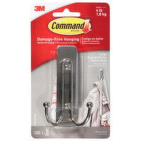 Command Brushed Nickel Large Double Hook, 1 Each