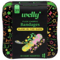 Welly Flex Fabric Assorted Glow-In-The-Dark Bandages, 39 Each