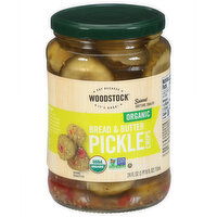 Woodstock Pickle Chips, Organic, Bread & Butter, 24 Fluid ounce