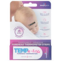 Tempagenix Temp-n-Toss Thermometer Strips, Forehead, Adhesive, Disposable, 6 Each