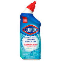 Clorox Toilet Bowl Cleaner, Clinging Bleach Gel, Ocean Mist, 24 Fluid ounce
