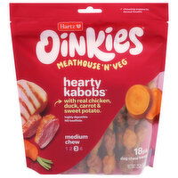 Hartz Oinkies Dog Chew Treats, Hearty Kabobs, Meathouse 'n' Veg, Medium Chew, 18 Each