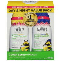 Zarbee's Cough Syrup + Mucus, Natural Mixed Berry Flavor, Day & Night Value Pack, 2 Each
