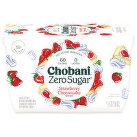 Chobani Yogurt, Zero Sugar, Strawberry Cheesecake, 4 Each