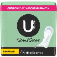 U By Kotex Clean & Secure Ultra Thin Pads, 44 Each