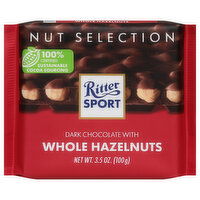 Ritter Sport Dark Chocolate, with Whole Hazelnuts, Nut Selection, 3.5 Ounce