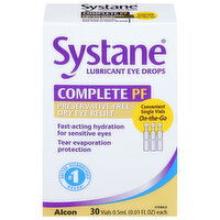 Systane Eye Drops, Lubricant, Complete PF, 30 Each