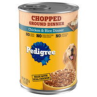 Pedigree Food for Dogs, Chicken & Rice Dinner, Ground Dinner, Chopped, 13.2 Ounce