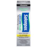 Salonpas Pain Relieving Cream, Lidocaine Plus, Non-Greasy, 3 Ounce