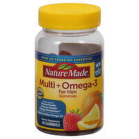 Nature Made Multi+ Omega-3, for Him, Gummies, Strawberry, Lemon & Orange, 80 Each