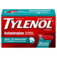 Tylenol Acetaminophen, Extra Strength, 500 mg, Caplets, 100 Each