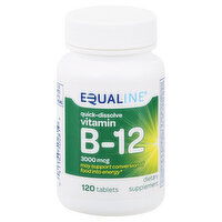 Equaline Vitamin B-12, Quick - Dissolve, 3000 mcg, Tablets, 120 Each