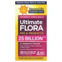 Renew Life Delayed Release Vegan Capsules Pre & Probiotic Ultimate Flora, 30 Each