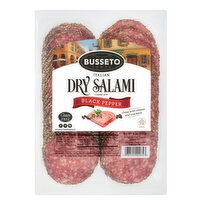 Busseto Classico Salami, Italian Dry, Black Pepper Coated, 8 Ounce