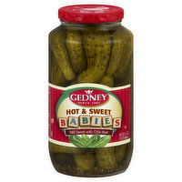 Gedney Pickles, Hot & Sweet, Babies, 32 Ounce