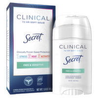 Secret Clinical Strength Clinical Strength Soft Solid Antiperspirant and Deodorant, Free & Sensitive, 1.6 oz, 1.6 Ounce