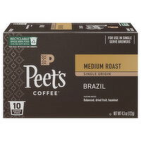 Peet's Coffee Single Origin Medium Roast Brazil Coffee, 10 Each