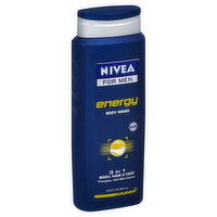 Nivea For Men Body Wash, 3 in 1, Energy, 16.9 Ounce